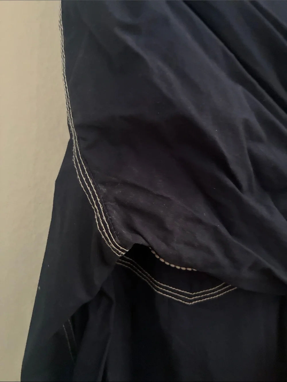 True Religion Navy Western Snap-Front Shirt with White Stitching